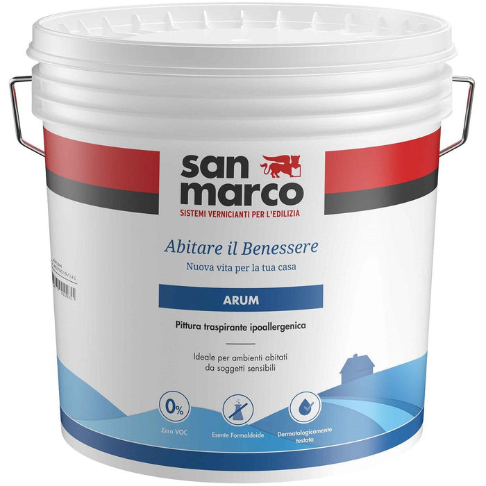 San Marco - Arum Pittura traspirante, ipoallergenica e inodore, a base acqua, Bianco