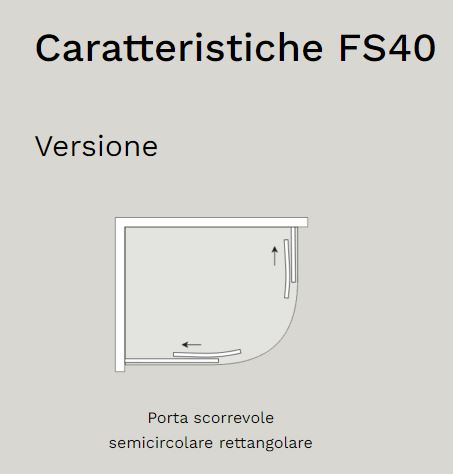 Tamanaco - Box doccia semicircolare H. 200 con ante scorrevoli mod. FS40 cristallo 6 mm trasparente, finitura Cromo