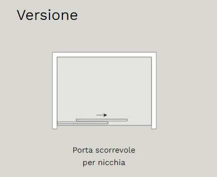 Tamanaco - Nicchia doccia H. 200 con ante scorrevoli reversibile mod. PSCRapid cristallo 6 mm trasparente, finitura Nero Matt