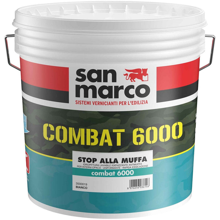 San Marco - Combat 6000 Pittura lavabile antimuffa per interni, Bianco