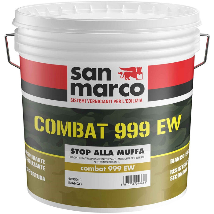 San Marco - COMBAT 999 EW, pittura traspirante igienizzante antimuffa per interni, Bianco