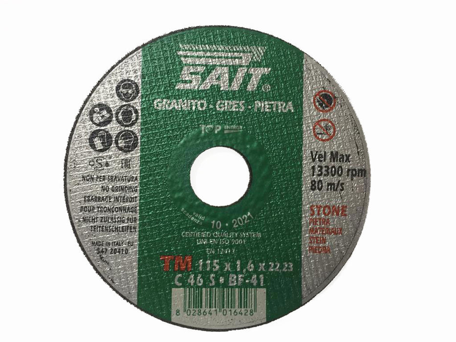 Sait - Disco abrasivo granito-gres-pietra d.115x1,6 C46 per flessibile