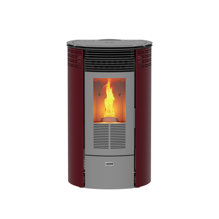 Maurer - Stufa pellet "Redonda 8" potenza 6,9 kw/160 mc bordeaux c/telecomando