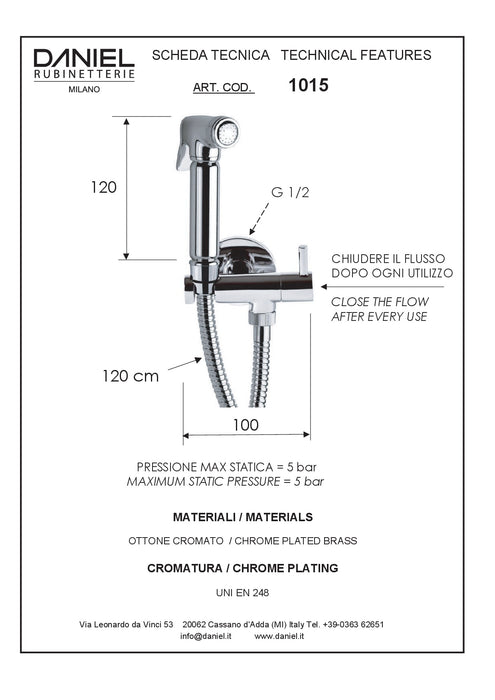 Daniel Rubinetterie - Round shower hydrobrush with Oasis wall support, Cod.1015