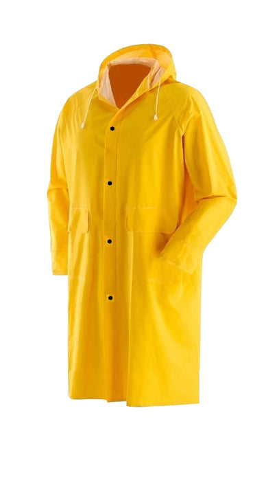 Maurer - Impermeabile lungo con cappuccio antipioggia da lavoro giallo
