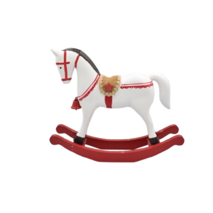 GEV CASA - Cavallo a dondolo decorativo bianco con campanella