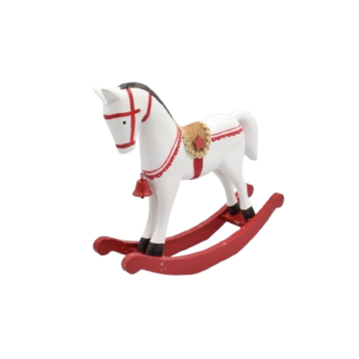 GEV CASA - Cavallo a dondolo decorativo bianco con campanella