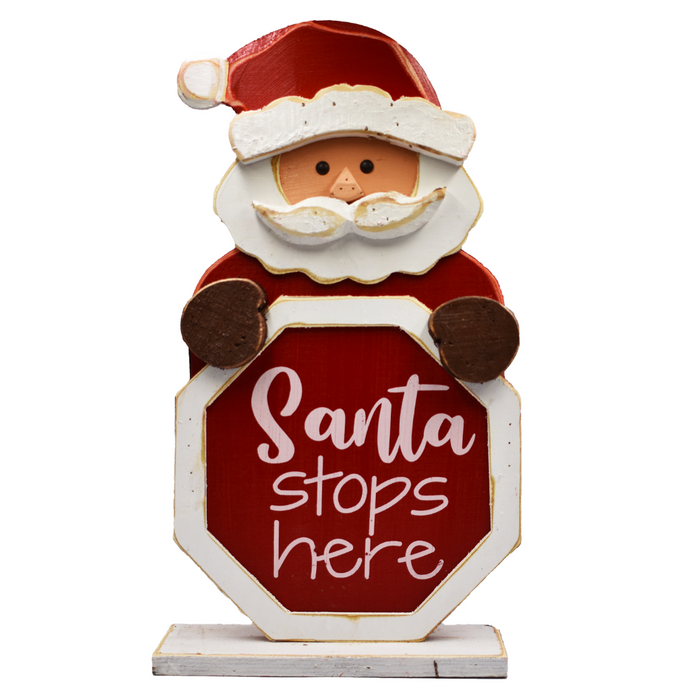 MERCURY HOME - Babbo Natale in legno "Santa Stops Here"