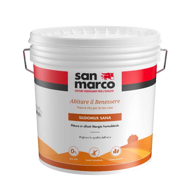 San Marco - Sildomus Sana lt.14 bianco, pittura traspirante ai silicati esente da formaldeide