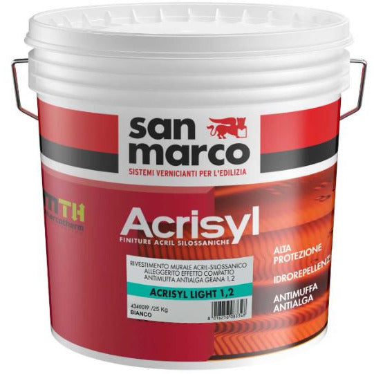 San Marco - Acrisyl light 1,2 bianco kg. 20 rivestimento acril-silossanico alleggerito