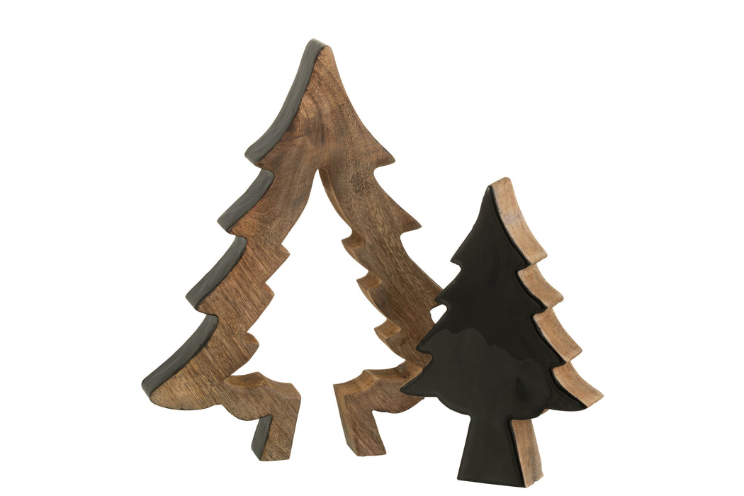 J-LINE - Albero puzzle nero e legno naturale 14cm