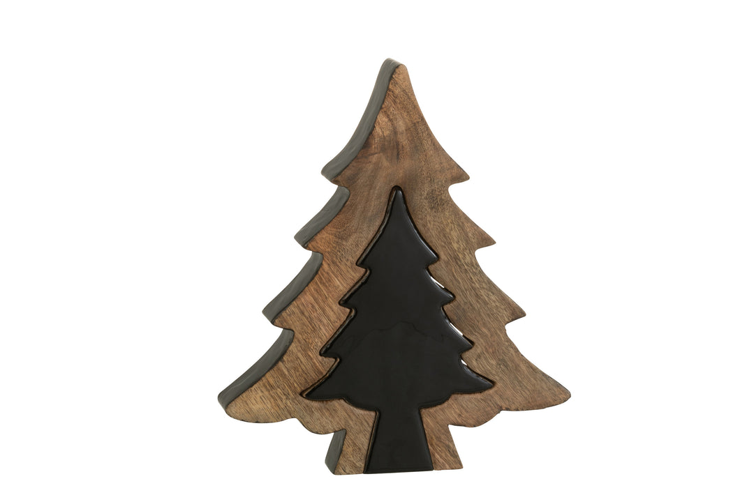 J-LINE - Albero puzzle nero e legno naturale 14cm