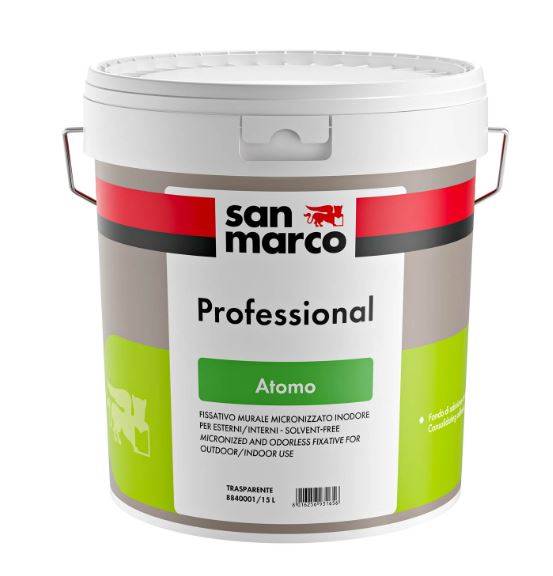 San Marco - Atomo Fissativo murale inodore per esterni e interni, Trasparente