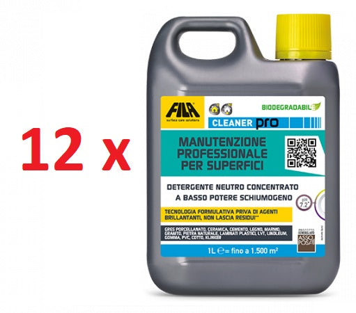 Fila - 12 pezzi x Cleaner Pro lt.1 detergente per la pulizia ordinaria di gres porcellanato