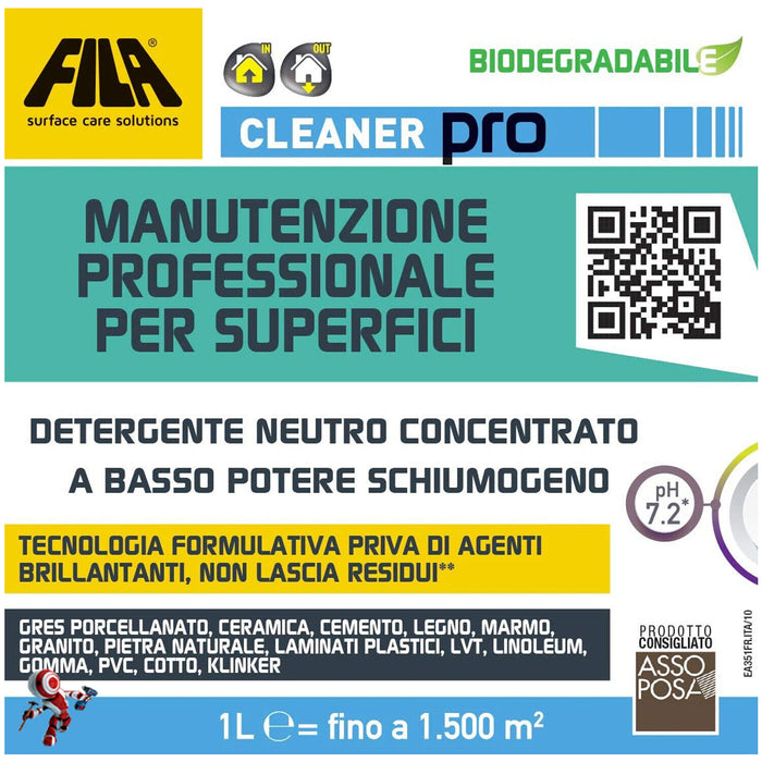 Fila - Cleaner Pro lt. 1 detergente per la pulizia ordinaria di gres porcellanato