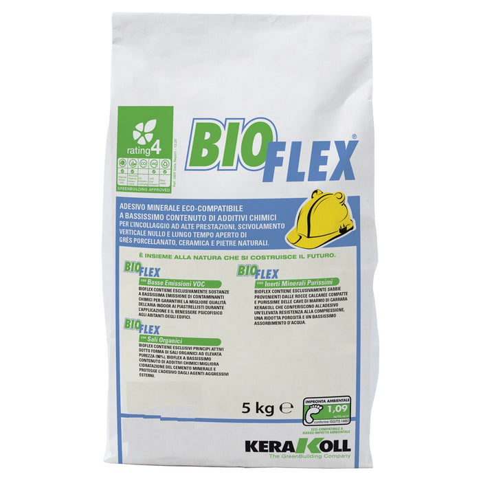 Kerakoll - Bioflex kg. 5 bianco shock - collante interni ed esterni per piastrelle e pietre naturali