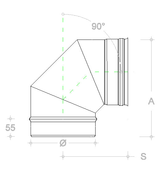 Zinco Group - Curva inox 90° per canna fumaria (tutti i diametri)