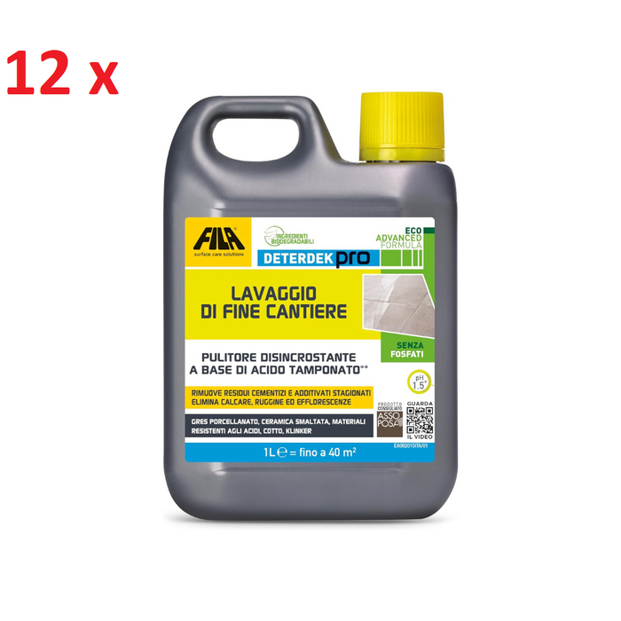 Fila - 12 pz x Deterdek Pro lt.1 detergente per pulizia fine cantiere