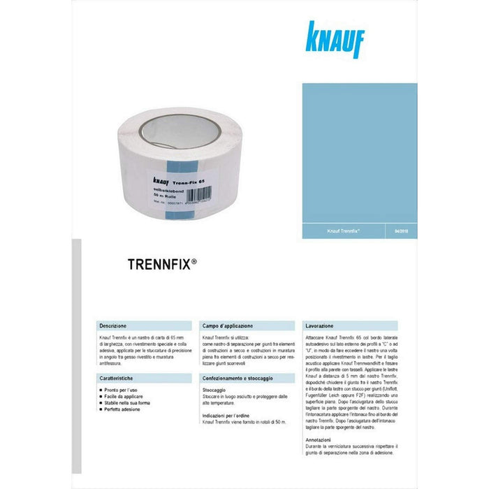 - Knauf - Trennfix adesivo isolante rotolo 65mm x 50m -