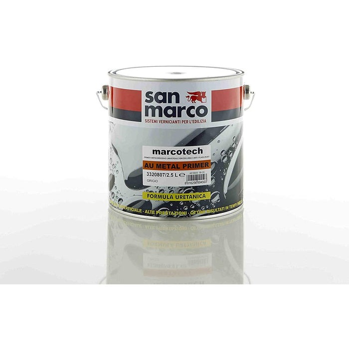 Marcotech au metal primer 0,75lt, GRIGIO - Fondo antiruggine all'acqua per ferro e superfici metalliche - Smalti murali