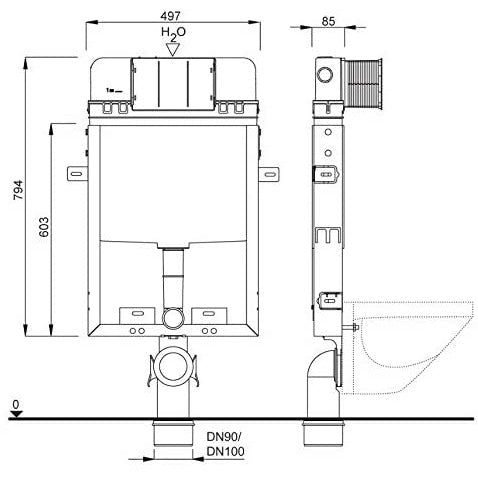 Modulo da incasso con cassetta per wc sospeso - SET WC 199 SCHWAB - Bagno