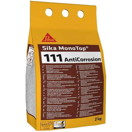 Sika - Sika Monotop 111 Anticorrosion, Malta per la protezione anticorrosiva delle armature e ponte adesivo, Grigia Verde, 2kg - Malti strutturali da ripristino