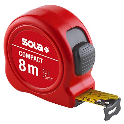 Sola 50500801 Metro a Nastro Compatto CO 8", Rosso, 8m / 25mm - Livelle